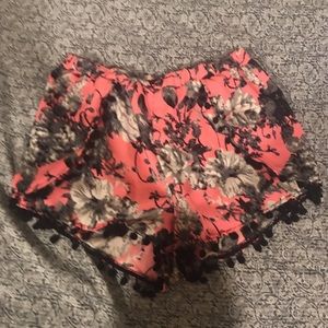 Pink & black floral shorts from Shein